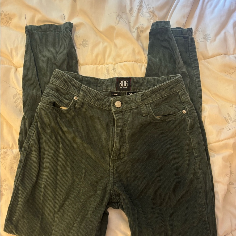 BDG Women's Olive Corduroy Straight Leg Jeans